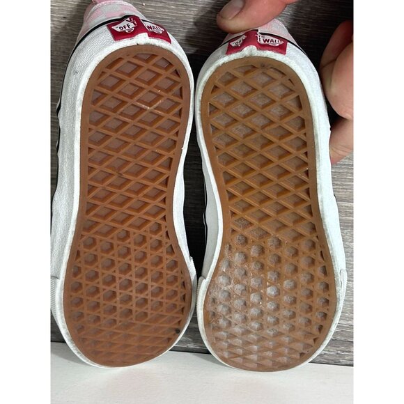 Vans Checkerboard Slip on Girls Shoes Size 2 Authentic Pink & White - Picture 7 of 7